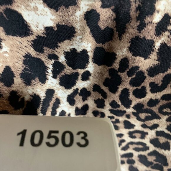 Swim Solutions Tankini Top Women 16 Tan Beige Leopard Pleat-Front Swimwear Beach - Picture 5 of 5